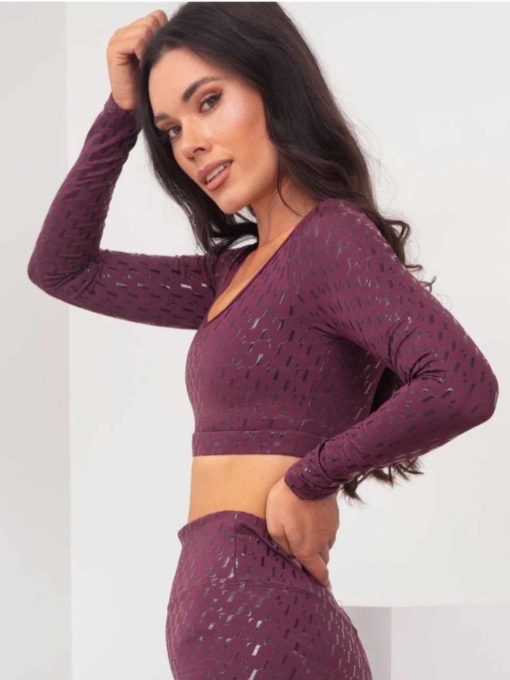 Sticky Grip Long Sleeve Crop - Mulberry
